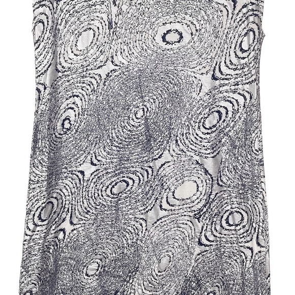 Bryn Walker Top Medium Silver Metallic Print Asymmetrical Hem Shirt Tunic - Picture 4 of 11